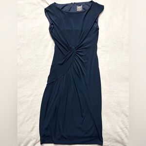 Vince Camuto Navy Twist-Front Midi Dress